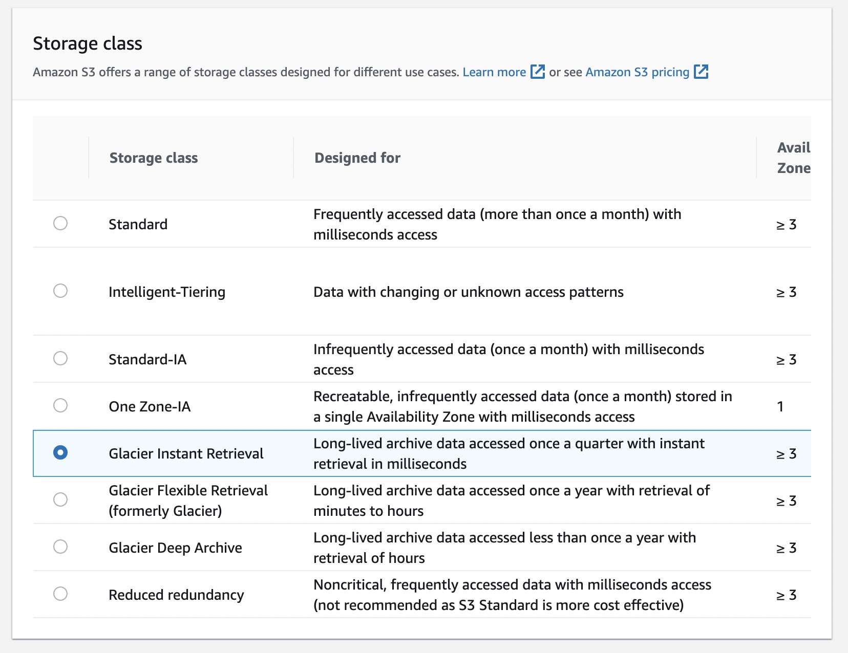 November 2021 – Amazon S3 Glacier Flexible Retrieval and S3 Glacier Instant Retrieval