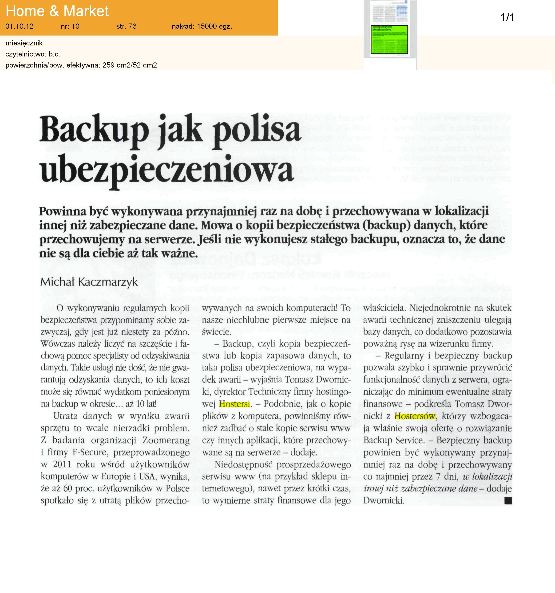 publikacja hostersów w prestiżowym magazynie