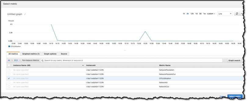 CPU utilization cloud watch metric