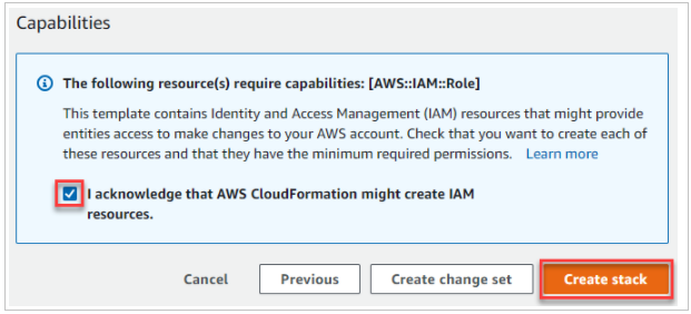 AWS CloudFormation capabilities acknowledgement