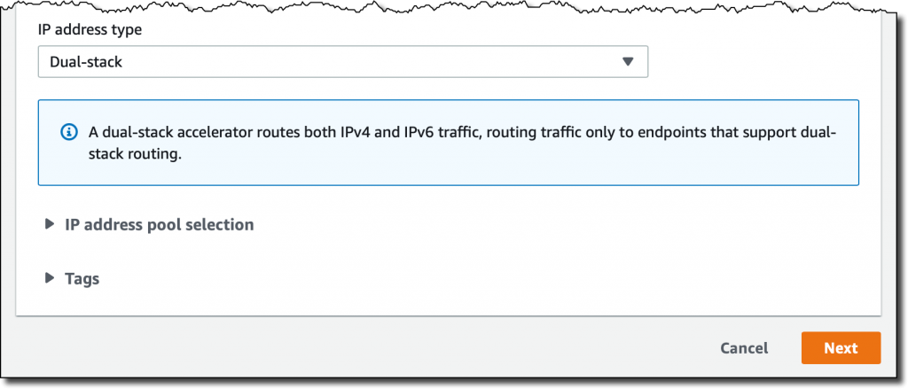 aws global accelerator ipv6 dual stack