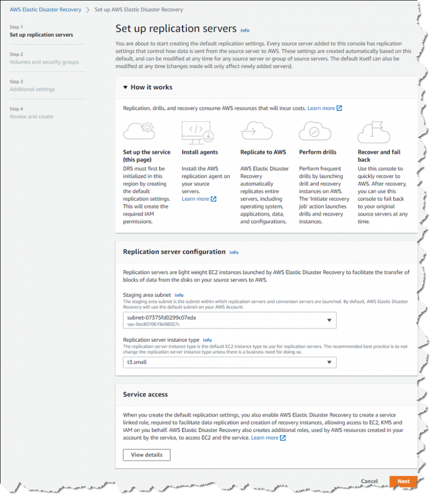 konfiguracja elastic disaster recovery AWS