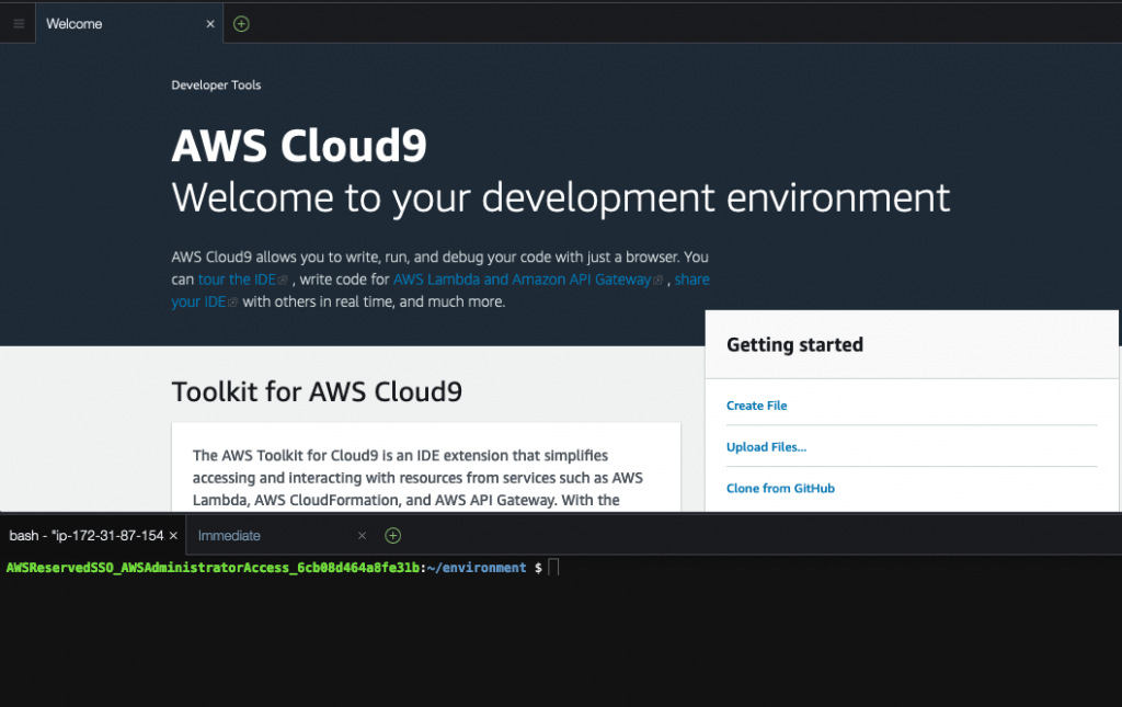 Rysunek 4: Terminal AWS Cloud9