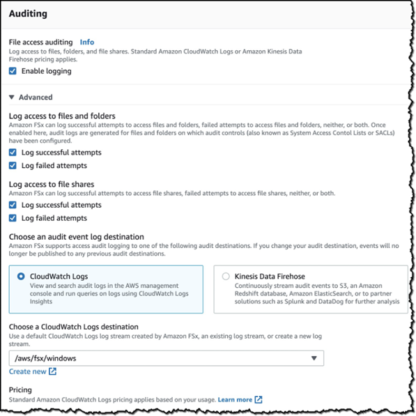 Funkcja File Access Auditing dla Amazon FSx