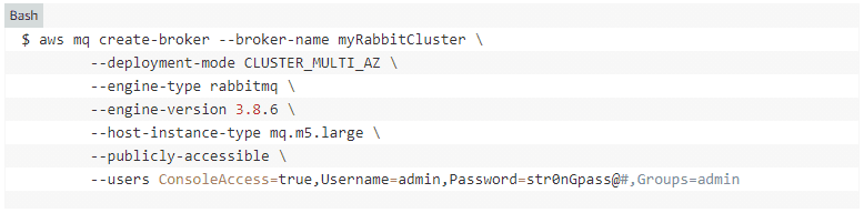 AWS Command Line Interface MQ