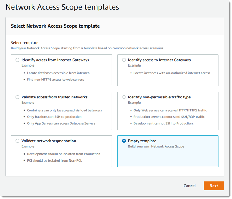 Network Access Scope Templates