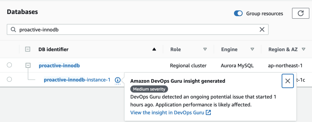 Proaktywne spostrzezenia z Amazon DevOps Guru dla RDS