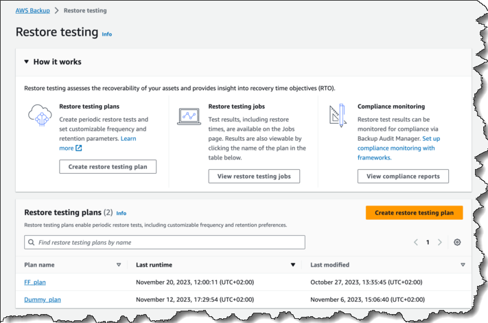 Automatyczne testowanie i weryfikacja przywracania są teraz dostępne w AWS Backup