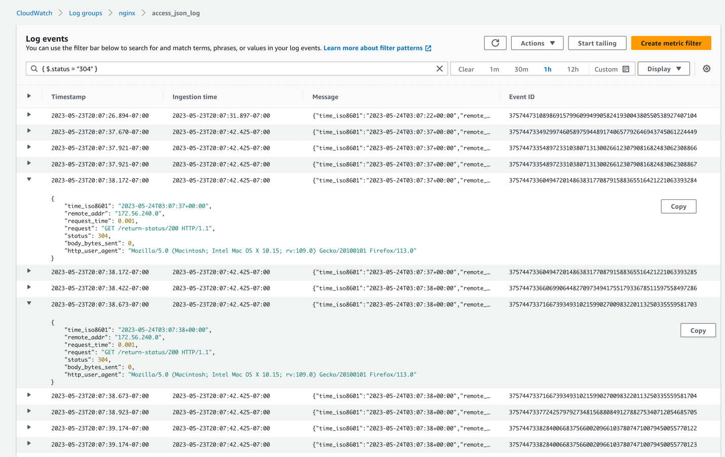 Uzyj uslugi Amazon CloudWatch Contributor Insights do ogolnej analizy logow NGINX 